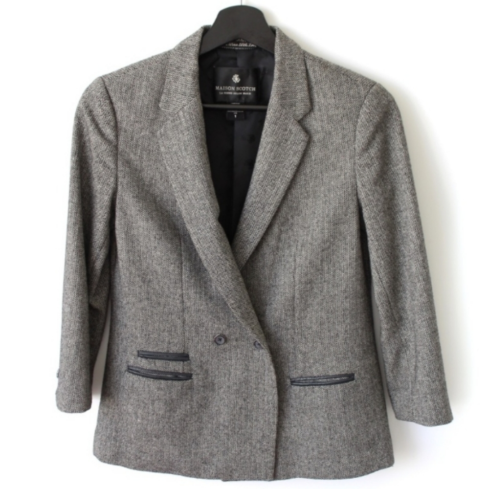Maison Scotch Herringbone Wool Blazer